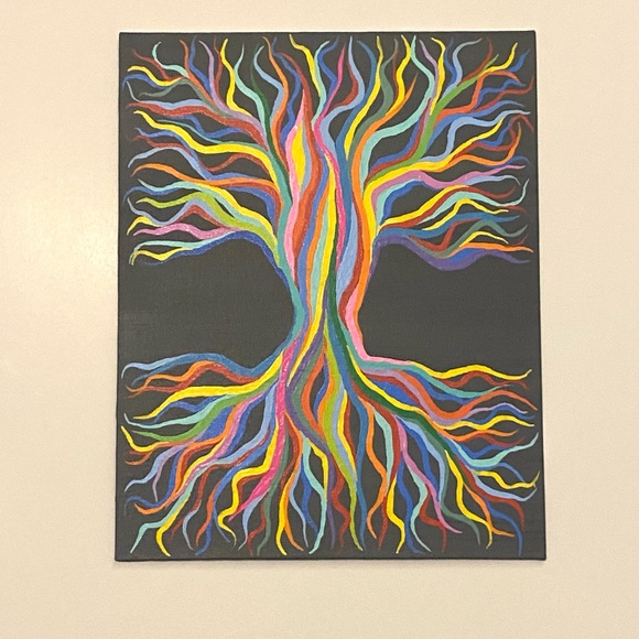 Tree of Life Painting - Hand Painted By Myself - Rainbow Tree 8x10 Inch Panel - Picture 6 of 12